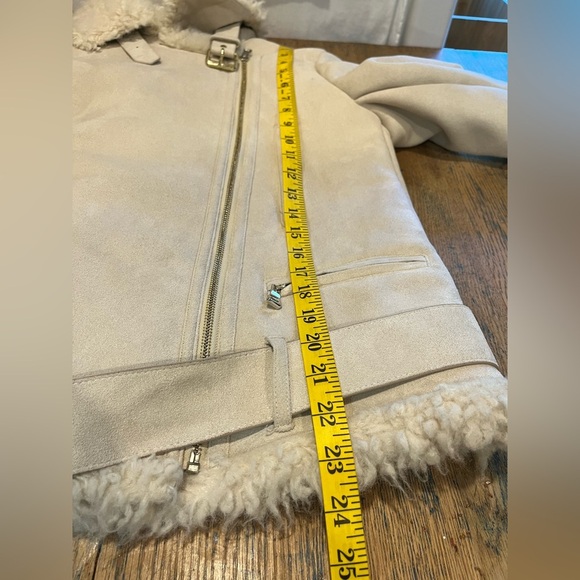 ZARA BASIC - Faux Shearling Biker Jacket M - Picture 13 of 16